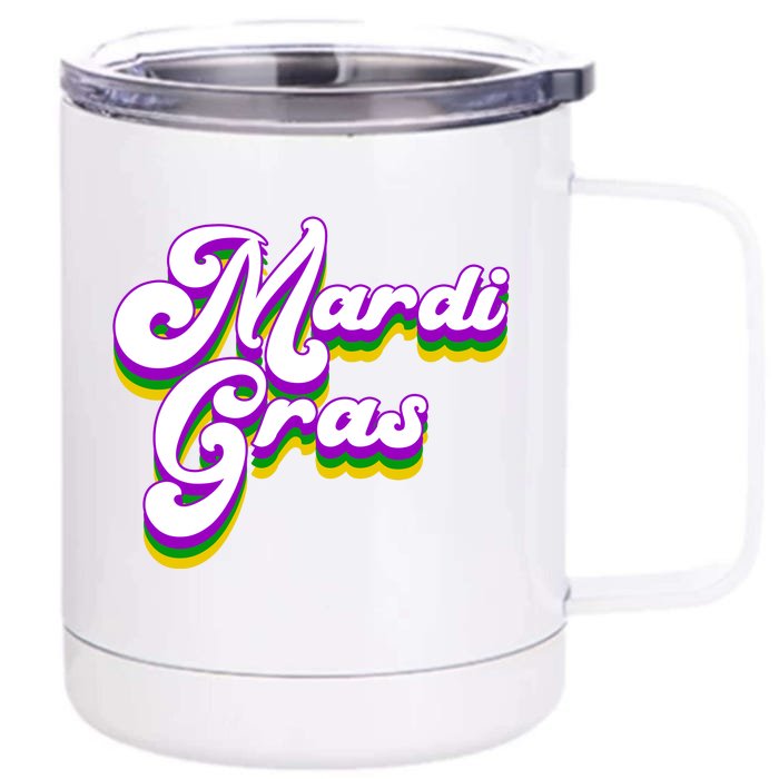 Mardi Gras Retro Festive Celebration Front & Back 12oz Stainless Steel Tumbler Cup