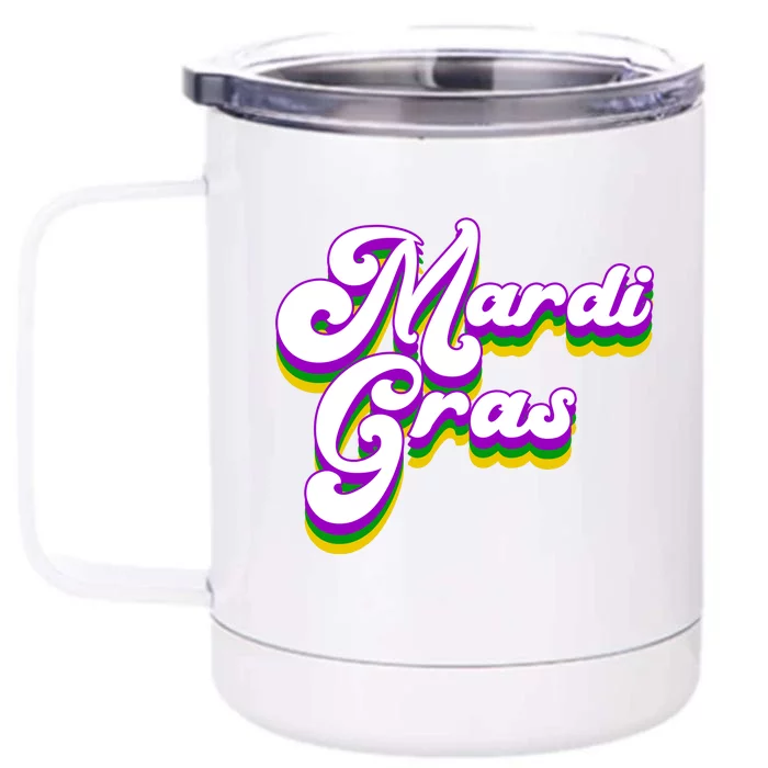 Mardi Gras Retro Festive Celebration Front & Back 12oz Stainless Steel Tumbler Cup