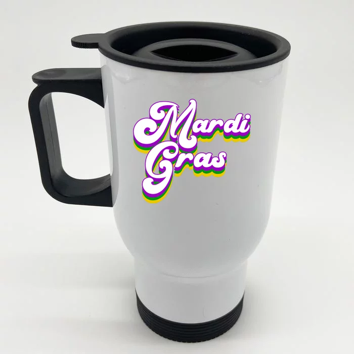 Mardi Gras Retro Festive Celebration Front & Back Stainless Steel Travel Mug