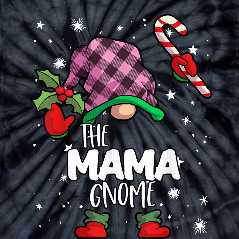 Mama Gnome Red Buffalo Plaid Matching Family Christmas Tie-Dye T-Shirt