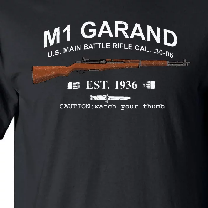 M1 Garand Rifle Gun Wwii Watch Your Thumb Est 1936 Graphic Tall T-Shirt