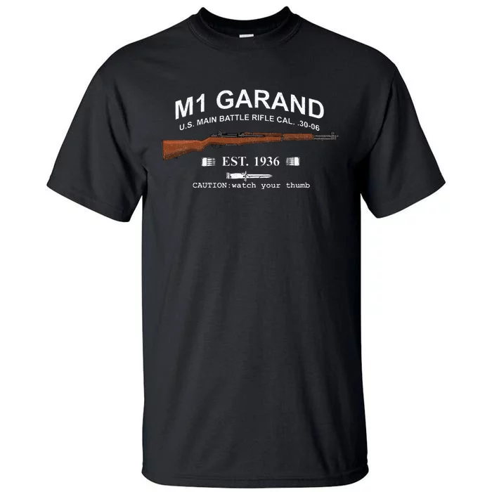 M1 Garand Rifle Gun Wwii Watch Your Thumb Est 1936 Graphic Tall T-Shirt