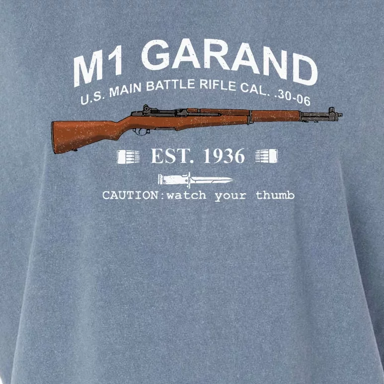 M1 Garand Rifle Gun Wwii Watch Your Thumb Est 1936 Graphic Garment-Dyed Women's Muscle Tee