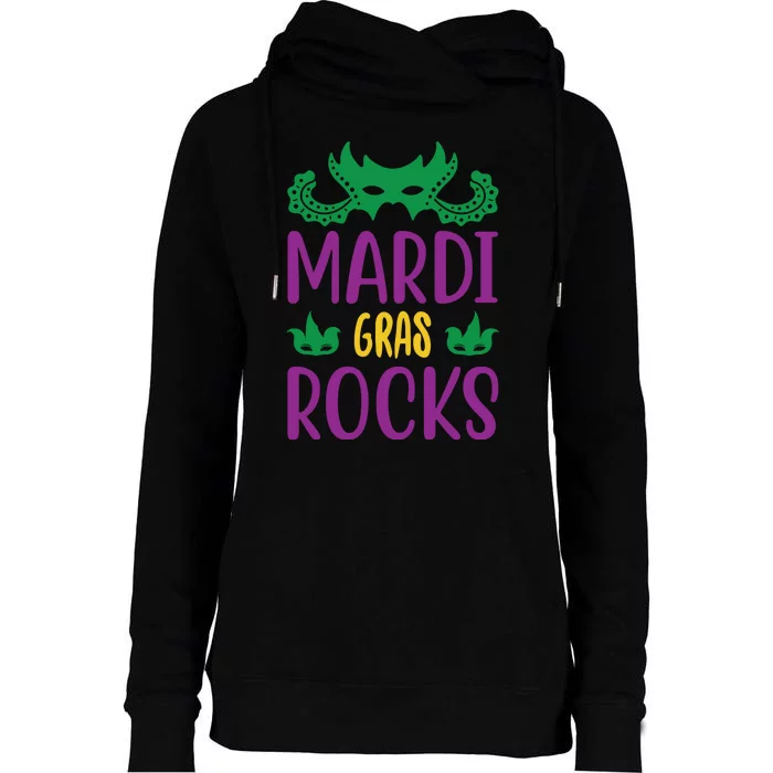 Mardi Gras Rocks Womens Funnel Neck Pullover Hood