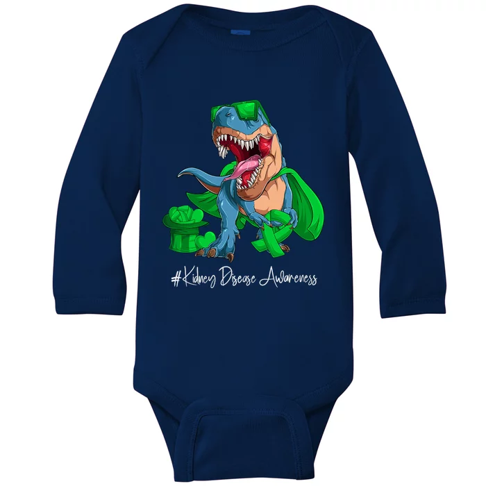 Month Green Ribbon Trex Baby Long Sleeve Bodysuit