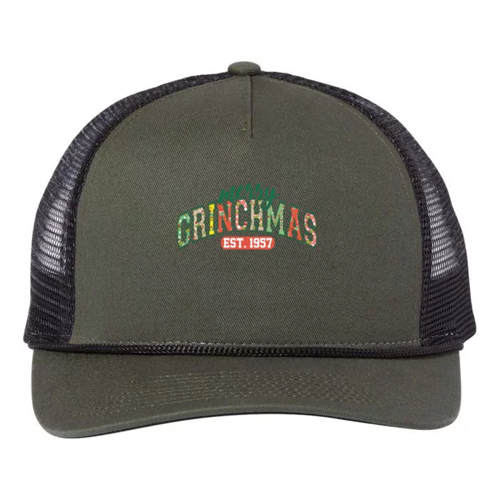 Merry Grincmas Retro Christmas Retro Rope Trucker Hat Cap