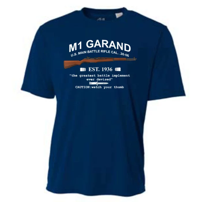 M1 Garand Rifle Gun WWII Watch Your Thumb EST 1936 Graphic Cooling Performance Crew T-Shirt