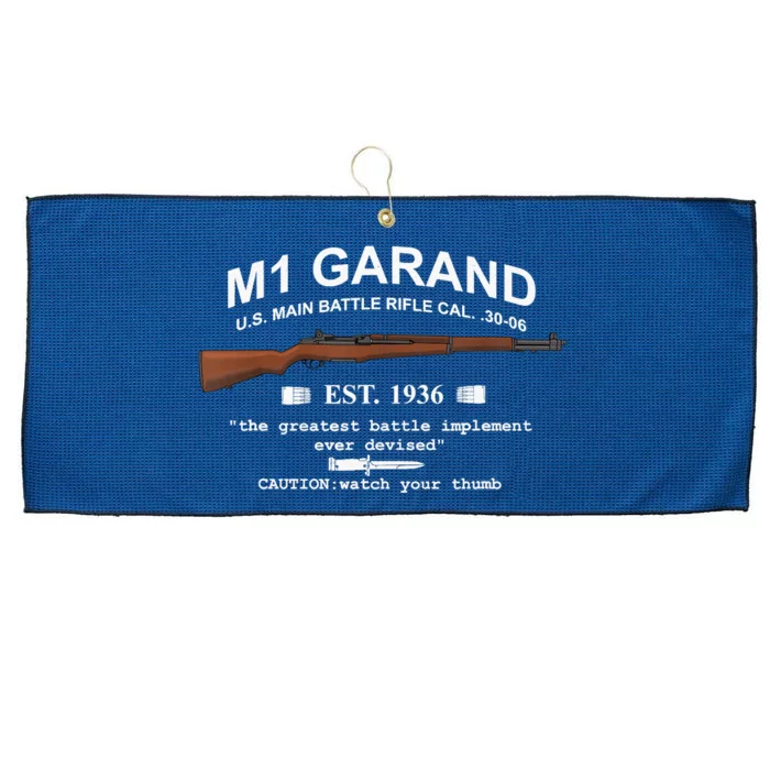 M1 Garand Rifle Gun WWII Watch Your Thumb EST 1936 Graphic Large Microfiber Waffle Golf Towel