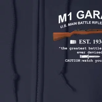 M1 Garand Rifle Gun WWII Watch Your Thumb EST 1936 Graphic Full Zip Hoodie