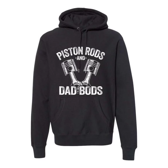 Mechanic Garage Race Car Parts Piston Rods And Dad Bods Premium Hoodie