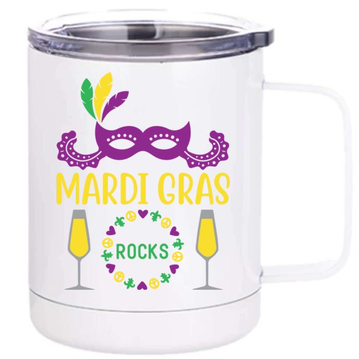 Mardi Gras Rocks Front & Back 12oz Stainless Steel Tumbler Cup