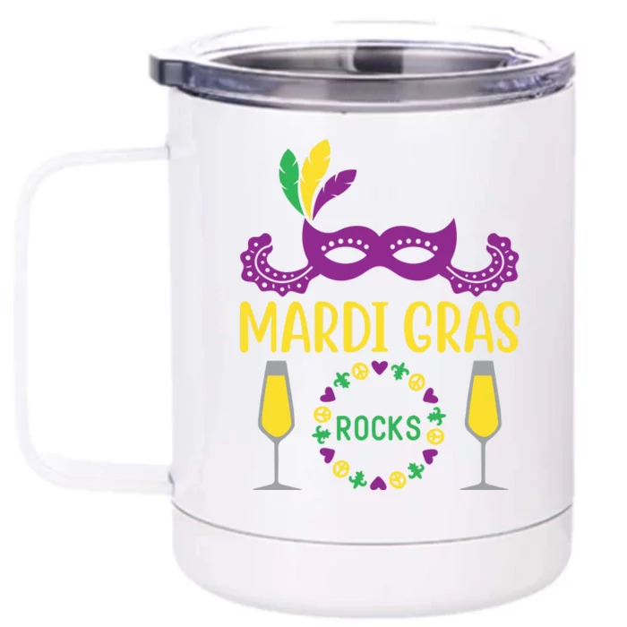 Mardi Gras Rocks Front & Back 12oz Stainless Steel Tumbler Cup