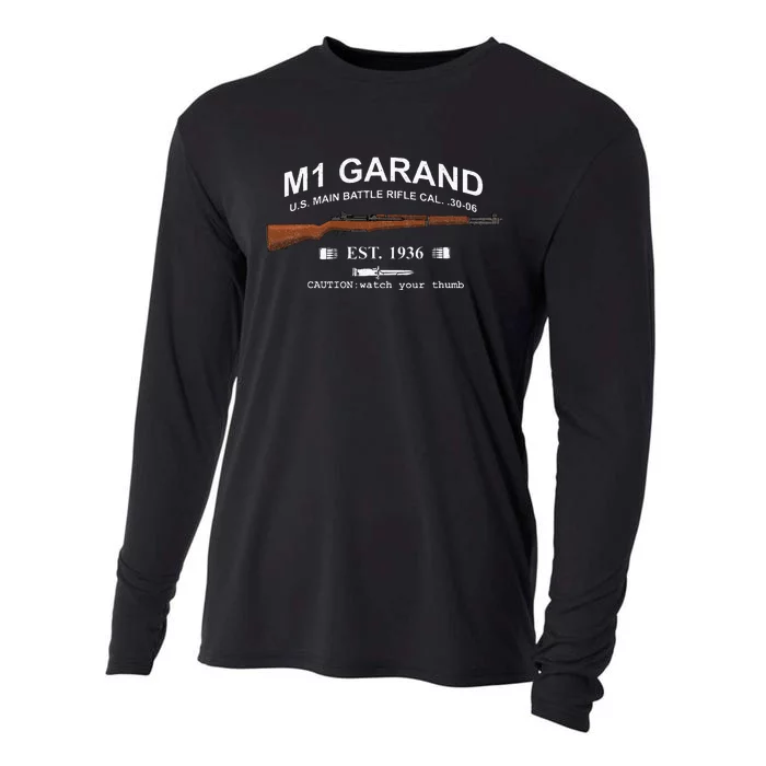 M1 Garand Rifle Gun Wwii Watch Your Thumb Est 1936 Graphic Cooling Performance Long Sleeve Crew