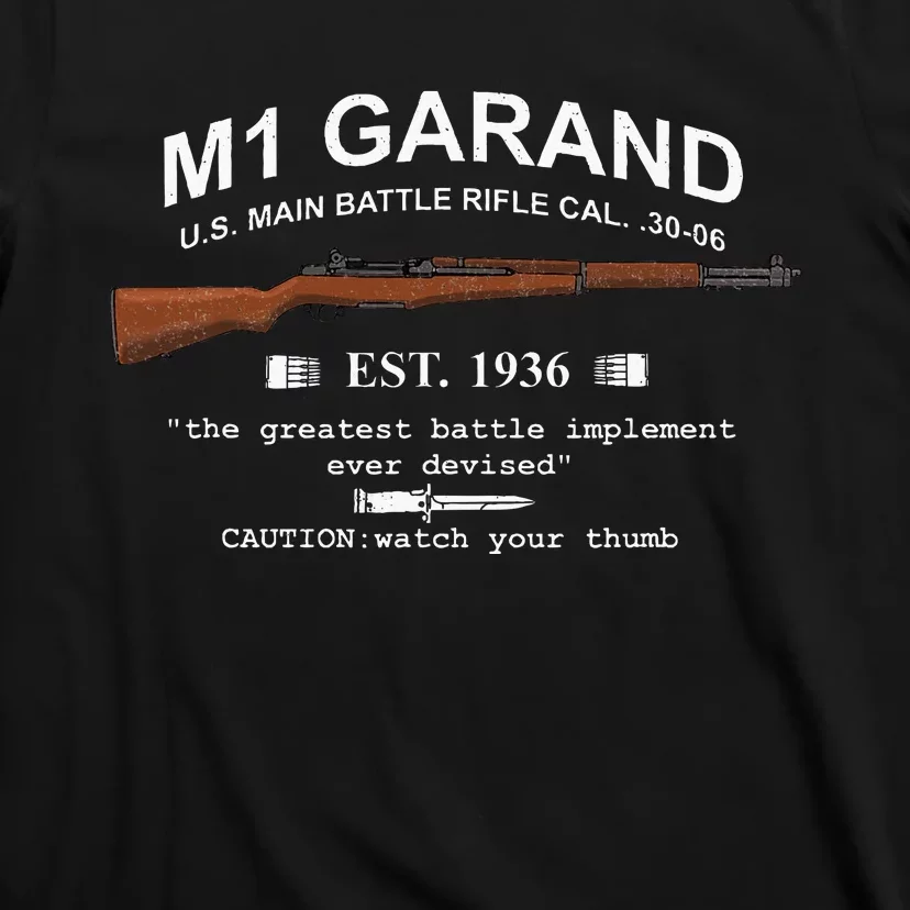 M1 Garand Rifle Gun Wwii Watch Your Thumb Est 1936 Graphic T-Shirt