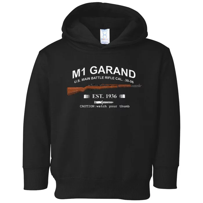 M1 Garand Rifle Gun Wwii Watch Your Thumb Est 1936 Toddler Hoodie