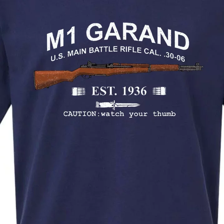 M1 Garand Rifle Gun Wwii Watch Your Thumb Est 1936 Sueded Cloud Jersey T-Shirt