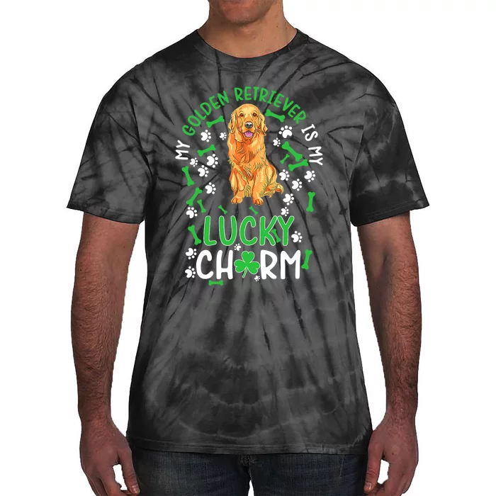 My Golden Retriever Is My Lucky Dog St Patrick's Day Tie-Dye T-Shirt