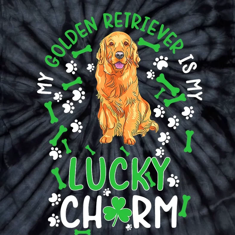 My Golden Retriever Is My Lucky Dog St Patrick's Day Tie-Dye T-Shirt