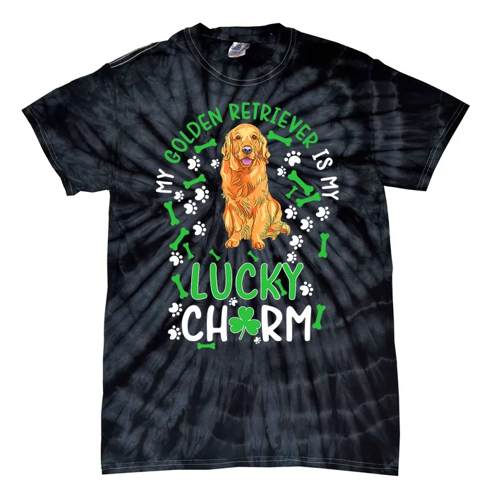 My Golden Retriever Is My Lucky Dog St Patrick's Day Tie-Dye T-Shirt