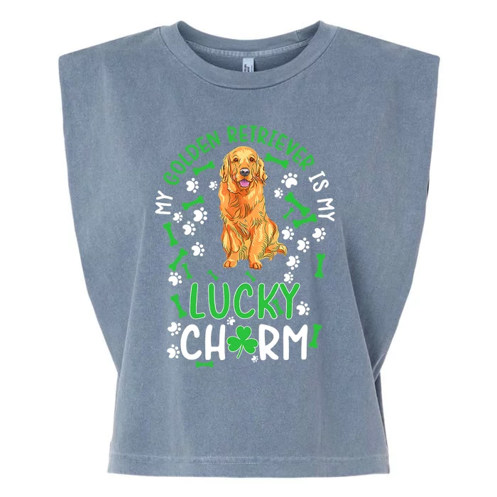 My Golden Retriever Is My Lucky Dog St Patrick's Day Garment-Dyed Women's Muscle Tee