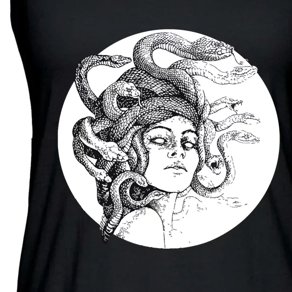 Medusa Greek Snakes Ancient Greece Mythology Gothic Goddess Ladies Essential Flowy Tank