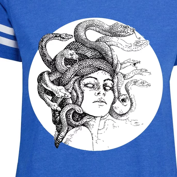 Medusa Greek Snakes Ancient Greece Mythology Gothic Goddess Enza Ladies Jersey Football T-Shirt