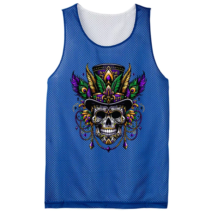 Mardi Gras Skull Hat New Orleans Witch Doctor Voodoo Mesh Reversible Basketball Jersey Tank