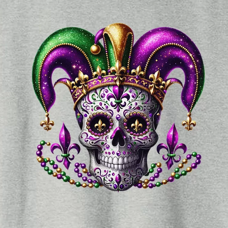 Mardi Gras Sugar Skull Costume Mardi Gras Women's Crop Top Tee