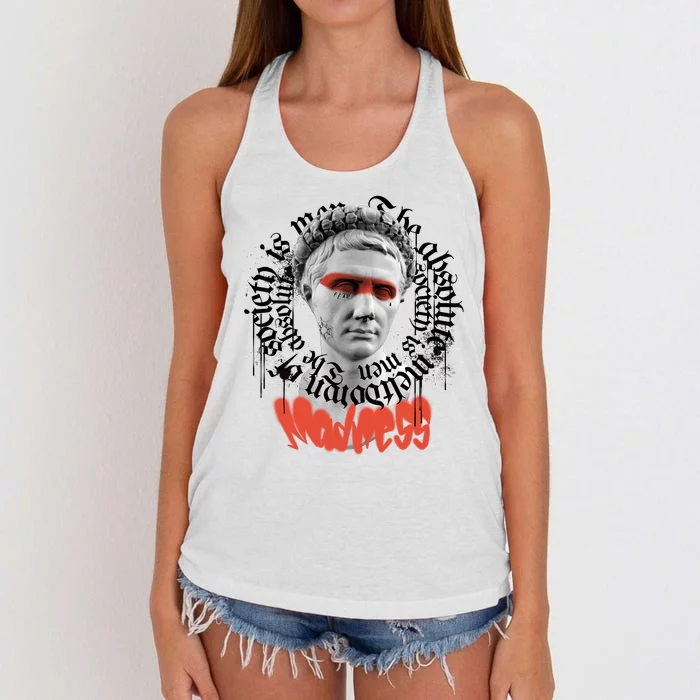 Madness Graffiti Statue Women's Knotted Racerback Tank