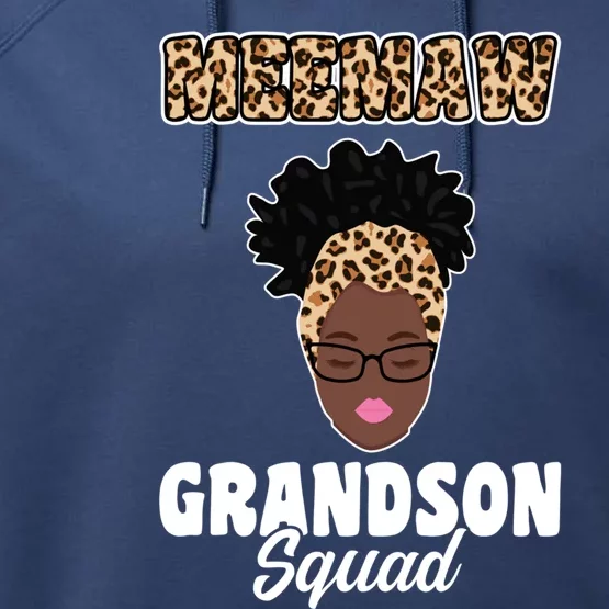 Meemaw Grandson Squad Grandma Gift Performance Fleece Hoodie