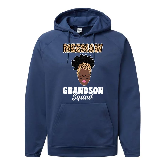 Meemaw Grandson Squad Grandma Gift Performance Fleece Hoodie