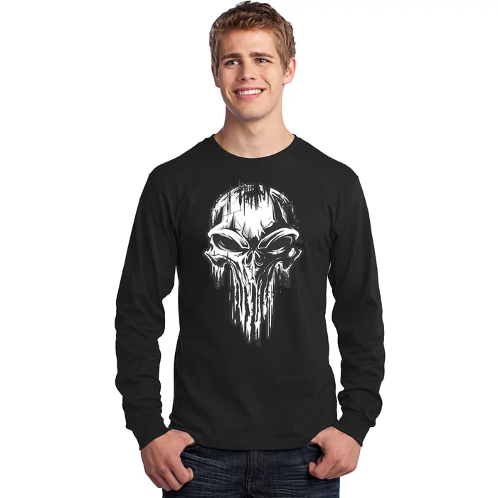 Military Grunge Skull Long Sleeve Shirt