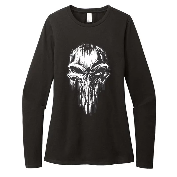 Military Grunge Skull Womens CVC Long Sleeve Shirt