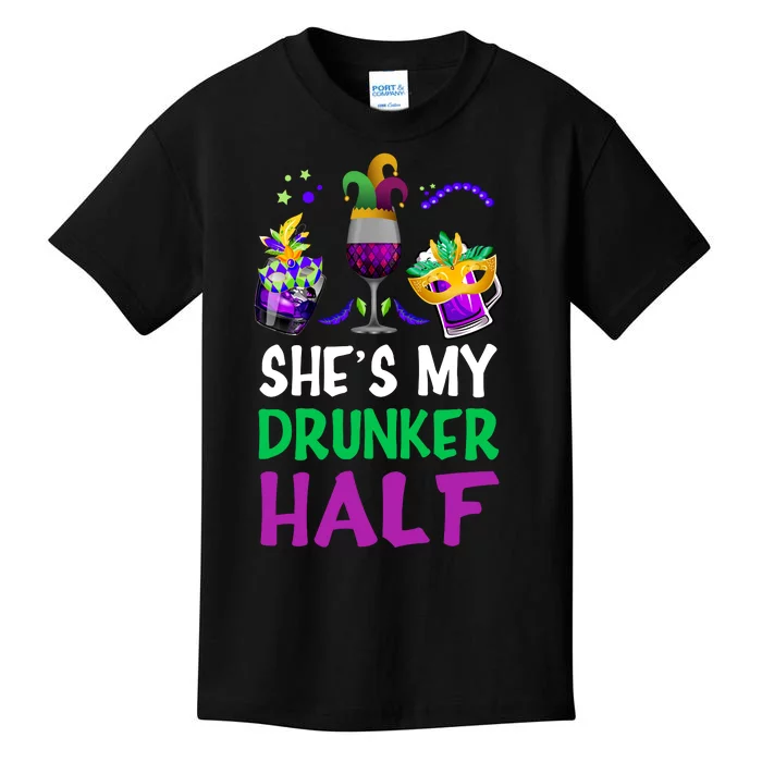 Mardi Gras She's My Drunker Half Kids T-Shirt