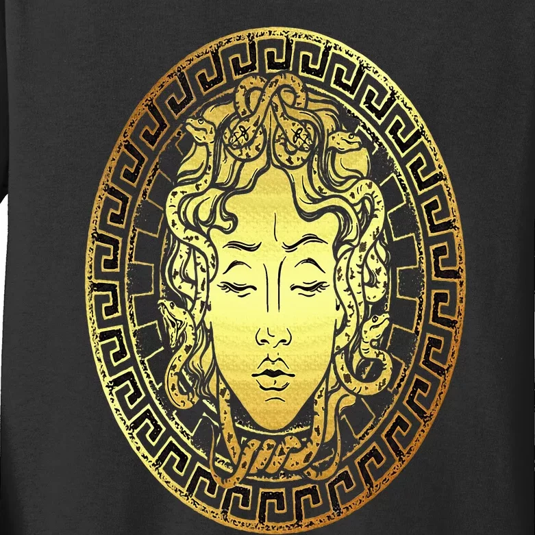 Medusa Gorgon Snake Head Greek Mythology Ancient Myth Kids Long Sleeve Shirt