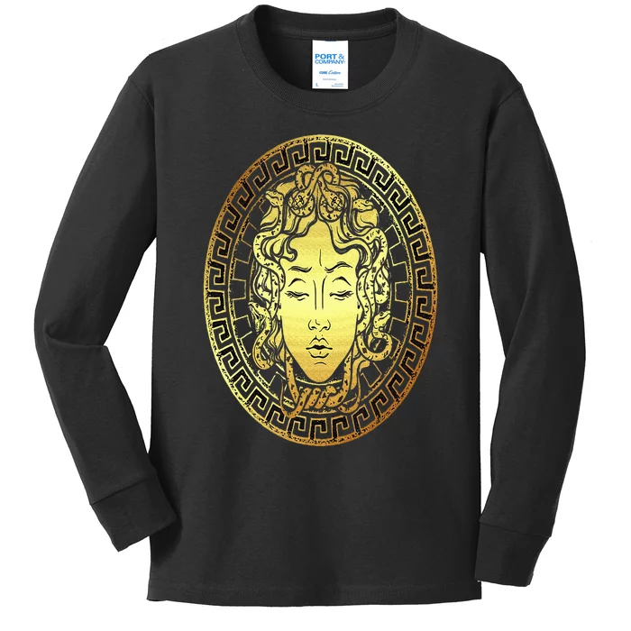 Medusa Gorgon Snake Head Greek Mythology Ancient Myth Kids Long Sleeve Shirt