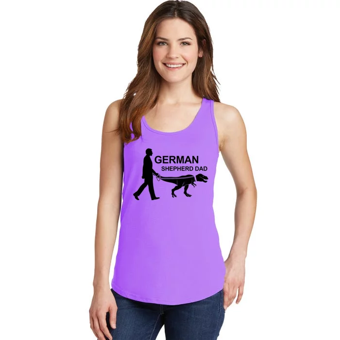 Mens German Shepherd Dad Dinosaur GSD Owners Funny Father's Day Ladies Essential Tank