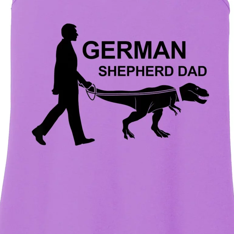 Mens German Shepherd Dad Dinosaur GSD Owners Funny Father's Day Ladies Essential Tank