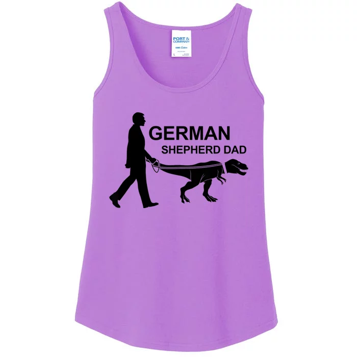 Mens German Shepherd Dad Dinosaur GSD Owners Funny Father's Day Ladies Essential Tank