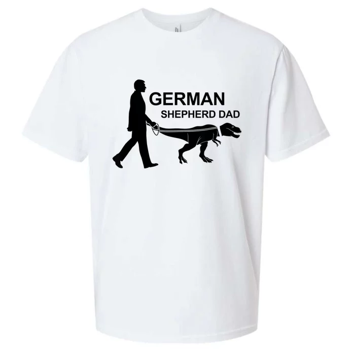 Mens German Shepherd Dad Dinosaur GSD Owners Funny Father's Day Sueded Cloud Jersey T-Shirt