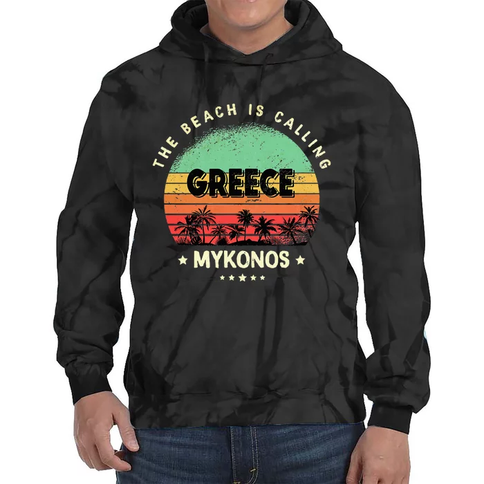 Mykonos Greece Souvenir Summer Beach Gift Tie Dye Hoodie