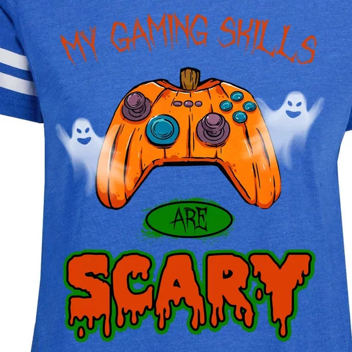 My Game Skills Are Scary Funny Gamer Halloween Enza Ladies Jersey Football T-Shirt