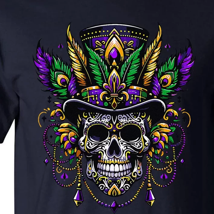 Mardi Gras Skull Top Hat New Orleans Witch Doctor Voodoo Tall T-Shirt