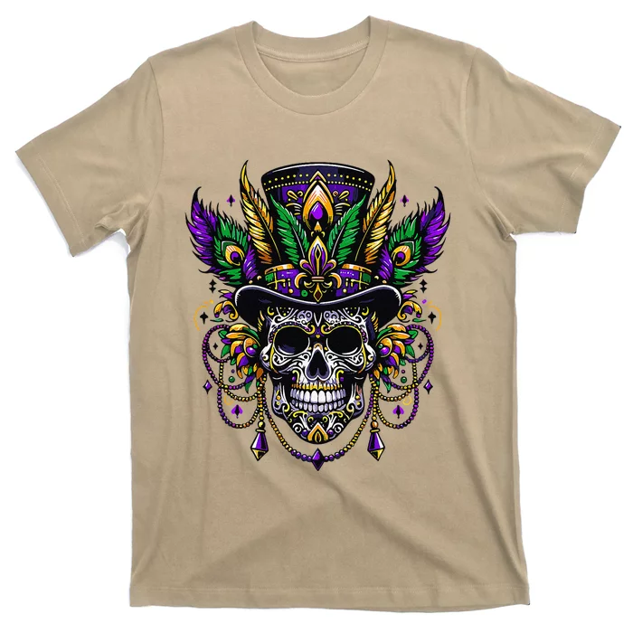 Mardi Gras Skull Top Hat New Orleans Witch Doctor Voodoo T-Shirt