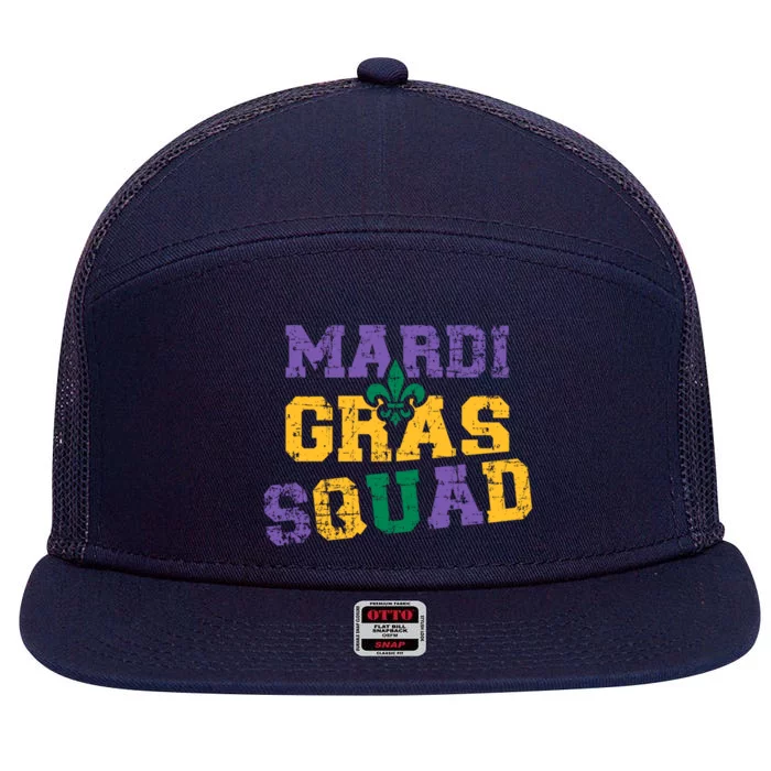 Mardi Gras Squad Great Gift 7 Panel Mesh Trucker Snapback Hat