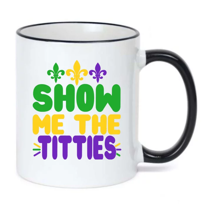 Mardi Gras Show Me The Titties Black Color Changing Mug