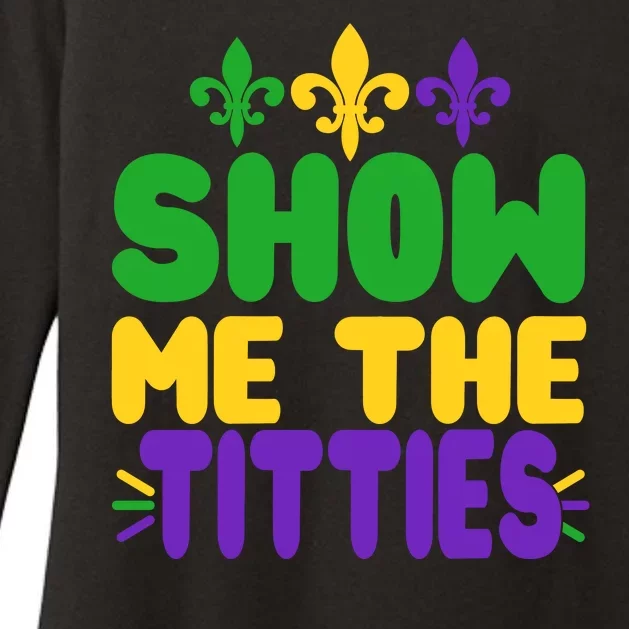 Mardi Gras Show Me The Titties Womens CVC Long Sleeve Shirt