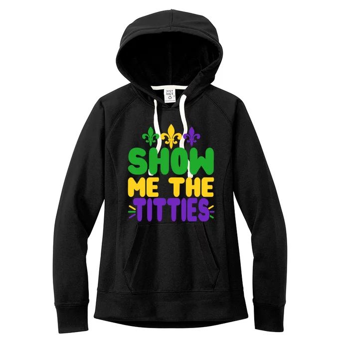 Mardi Gras Show Me The Titties Women's Fleece Hoodie