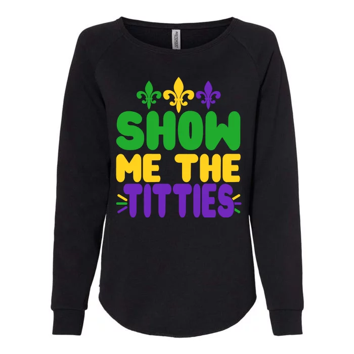 Mardi Gras Show Me The Titties Womens California Wash Sweatshirt