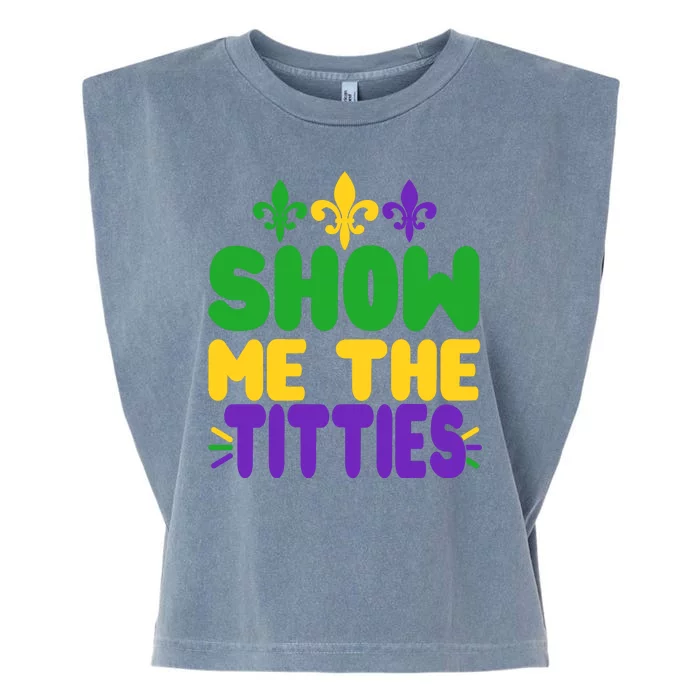 Mardi Gras Show Me The Titties Garment-Dyed Women's Muscle Tee